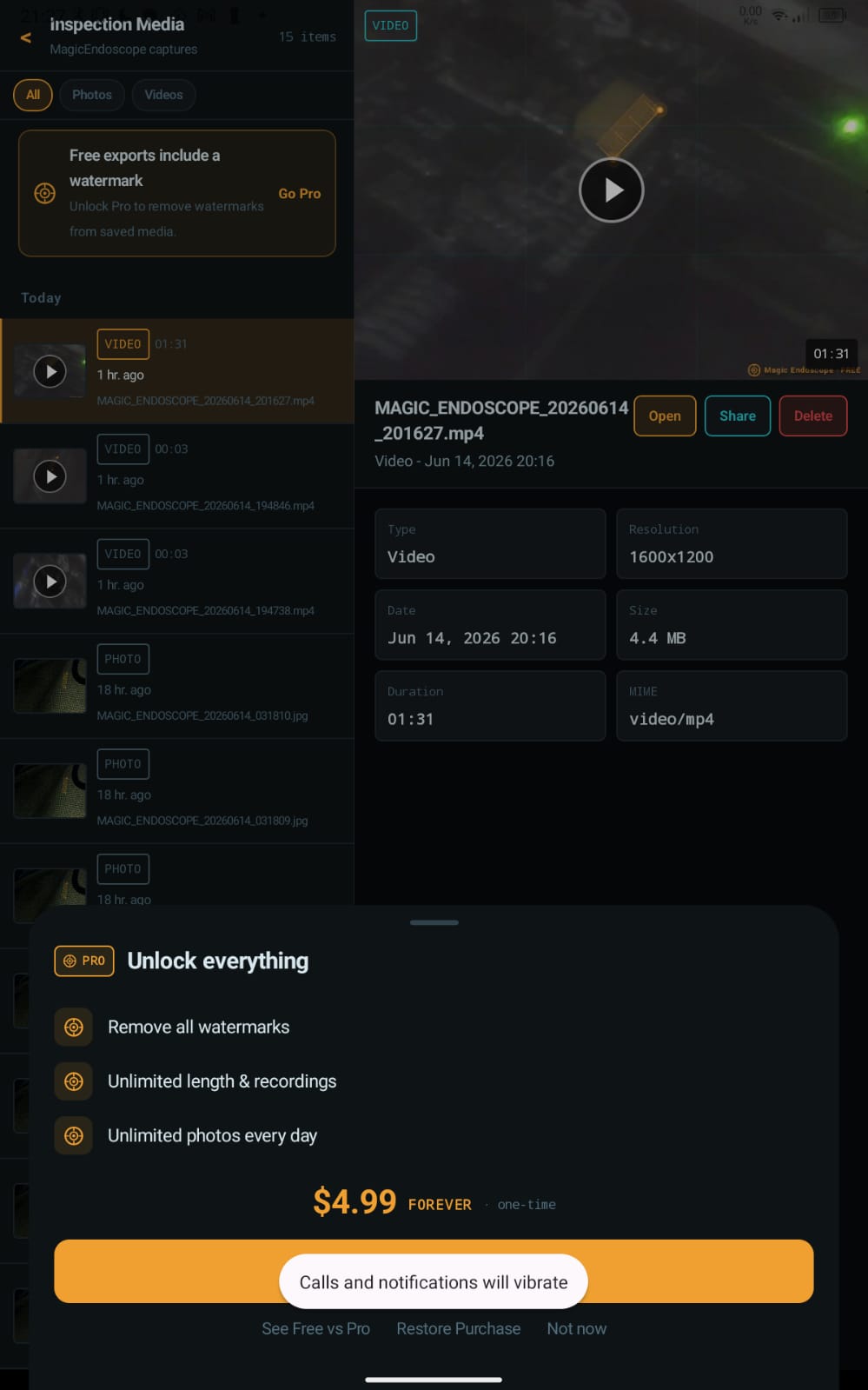 Magic Endoscope Pro unlock sheet