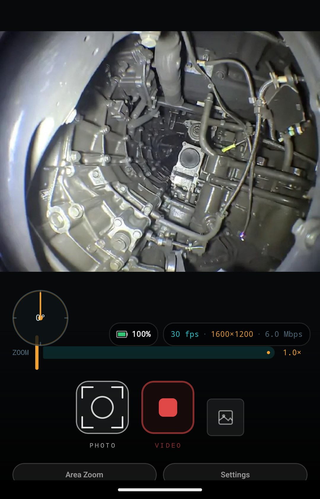 Magic Endoscope mit Live-Inspektionsbild und Statusanzeigen